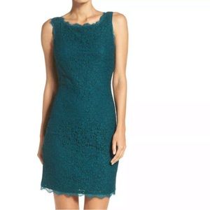 NWT Adrianna Papell 16P Green Boatneck Lace Dress